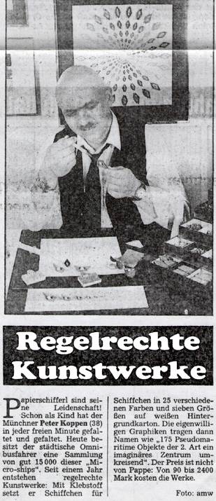 Peter Koppen PRESSE: TZ Mnchen, 19.10.1985